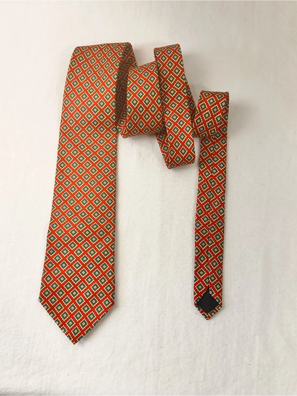 Men's Red Geometric Silk Tie Vintage Brooks Brothers Makers Multicolor Necktie
